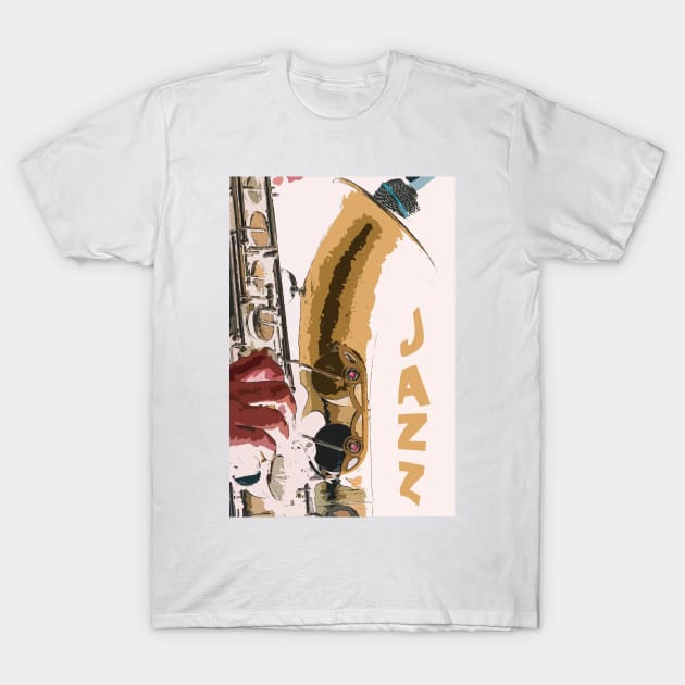 Jazz Saxophone Illustration T-Shirt by cinema4design